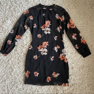 Marciano Black cocktail mini floral long sleeve